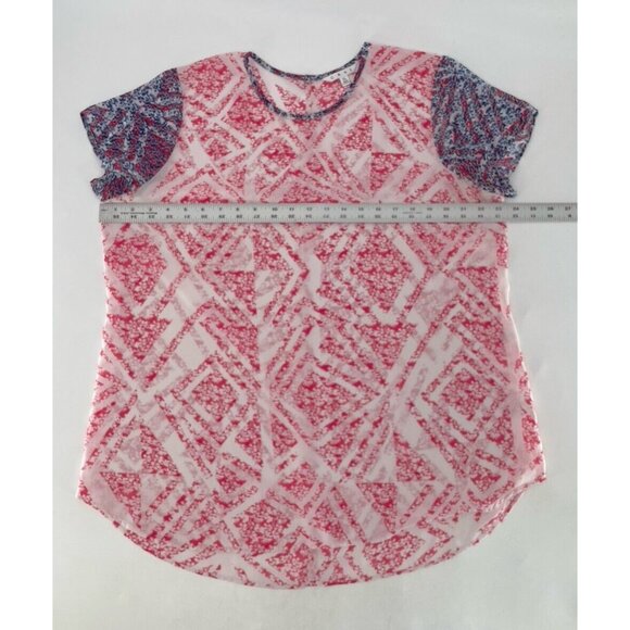 CAbi Women's Coquette Geometric Floral Sheer Top Blouse Size XL‎ Preppy Career - Picture 11 of 11